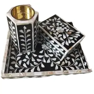 Mother of pear square candle holder top quality unique color with luxury look Use for table decorate From Falak World Export