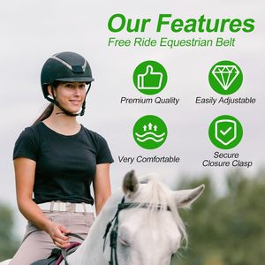 เข็มขัดขี่ม้ายืดหยุ่น1.5in สำหรับผู้หญิง2ชิ้นหัวเข็มขัดขี่ม้าสีดำขนาดกลางสำหรับกีฬาขี่ม้า - Product Image 5