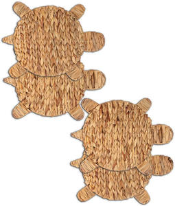 Modern Water Hyacinth Sea Turtle Wall Decor Set of 4 Coasters Placemats Water Hyacinth Weave Placemat <b>Round</b> Braided <b>Tablemats</b> - Product Image 2