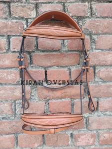 สายบังเหียนหนังม้าทำจากหนังวัวฟอกดรัมพร้อมเบาะรองนุ่มสำหรับสวมใส่ม้าในหนังสีแทน - Product Image 5