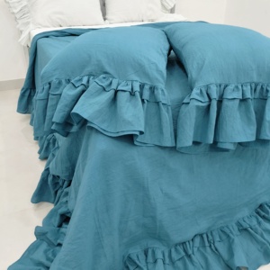 Custom Linen <b>Double</b> Ruffle Pillowcase Soft Country Style Cushions 20x30 18x18 Solid Washed Bed <b>Pillows</b> for Home Hotel Hospitals - Product Image 4