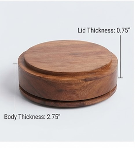 Boîte à épices ronde en bois à 7 compartiments avec couvercle sculpté et cuillère, design bohème, récipient alimentaire - Product Image 4