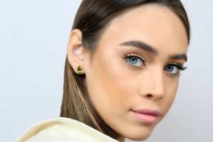 Pendientes de tuerca de piedra verde con forma de ojo de Plata de Ley 925 auténtica Vintage, piedra preciosa de peridoto Natural chapada en oro de 18 quilates para ella - Product Image 2