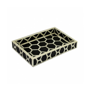 Plateau de service de luxe artisanal au design floral fait à la main avec incrustation de nacre Plateaux décoratifs authentiques de l'artisanat indien - Product Image 3