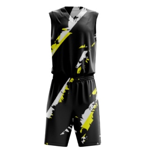 Uniformes de basketball personnalisés en gros, imprimés par sublimation, logo brodé, anti-UV, séchage rapide, grandes tailles, respirants, service OEM - Product Image 1