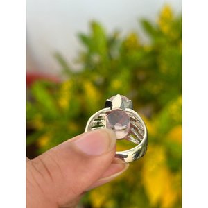 Bague ovale en argent 925 avec quartz rose, sertissage tendance, plaqué or rose et rhodium, certifiée IGI, cadeau avec placage couleur or 18 carats - Product Image 5