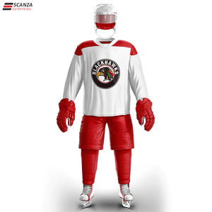 Maillots de hockey sur glace d'équipe 100% personnalisés en polyester unisexe OEM vêtements de sport personnalisés avec broderie et sublimation Style d'ensemble - Product Image 3