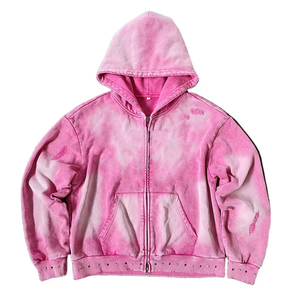 Sudadera con Capucha de Alta Calidad, Personalizada, con Efecto Desgastado por el Sol, con Pedrería, Lavada al Ácido, de Peso Pesado, 100% Algodón, Unisex, Estilo Urbano - Product Image 1