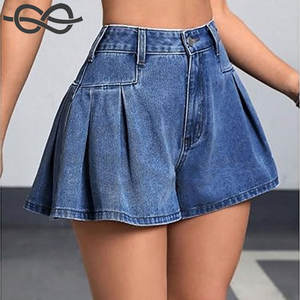 กางเกงยีนส์ขาสั้นเอวกลางทรงหลวมแต่งระบายชายกางเกงสำหรับผู้หญิง ดีไซน์ทันสมัย มีกระเป๋าใช้งานได้จริง สวมใส่สบาย เหมาะกับชุดฤดูร้อน สีวินเทจ - Product Image 3