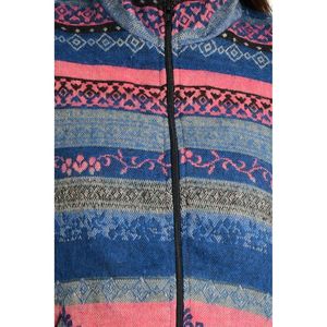 เสื้อคลุมซิปผ้าขนสัตว์ผสมขนจามรีแบบกิโมโน สวมใส่สบายและอบอุ่นสำหรับฤดูใบไม้ร่วง-ฤดูหนาว ลายกราฟิกแอซเท็กน่ารัก - Product Image 2