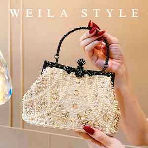 Pochette de soirée de luxe personnalisée, chaîne de mode, résine, broderie de perles faite à la main, mariage, soirée, quatre saisons, artisanat, Exim, femmes - Product Image 5