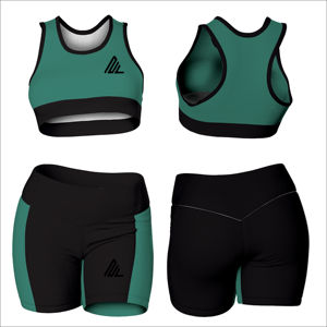 Conjunto de Yoga de 2 piezas con logotipo frontal sólido para mujer Sujetador deportivo y pantalones cortos transpirables ecológicos para gimnasio - Product Image 6