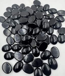 หินโมราเจียระไนธรรมชาติสีดำ18X25มม. อัญมณีทรงรีเรียบสำหรับทำเครื่องประดับอัญมณีขายส่ง - Product Image 2