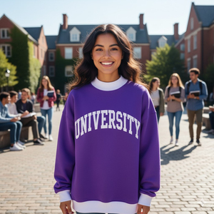 Sweat-shirt pull-over personnalisé pour femme, anti-boulochage, col montant, 100 % coton molletonné, séchage rapide, hauts décontractés pour l'entraînement, respirant - Product Image 1