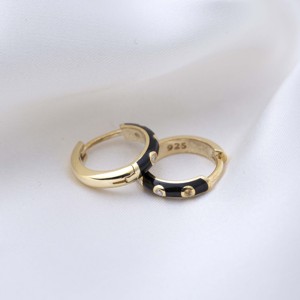 Pendientes de Plata de Ley 925 Hechos a Mano en Turquía, con Esmalte Negro Neón Marino, Joyería para Mujer, Venta al Por Mayor - Product Image 2