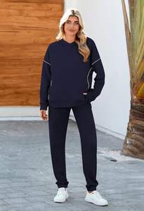 Chándal deportivo personalizable para mujer, ropa de calle con capucha, diseño moderno sólido, Material transpirable, ajuste Regular, diseño de tela personalizado - Product Image 5