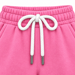Shorts de Algodón Color Rosa Sólido para Mujer, Cintura Alta, Cordón Ajustable, Bolsillos, Estilo Casual, Tejido Transpirable de Secado Rápido, Ropa Urbana - Product Image 5
