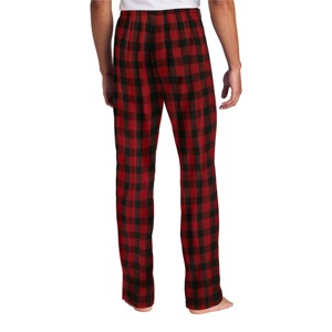 Pantalon de détente en flanelle décontracté pour homme, rouge, avec poches - Doux, 100% coton, respirant, vêtements de nuit pour se détendre au quotidien, vêtements de nuit confortables - Product Image 3
