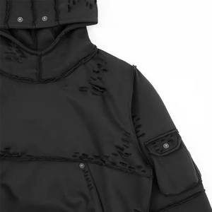 Mejor OEM personalizado de peso pesado lavado con ácido Vintage pulóver térmico Sudadera con capucha ropa de calle desgastada para hombres Unisex en blanco para el invierno - Product Image 4