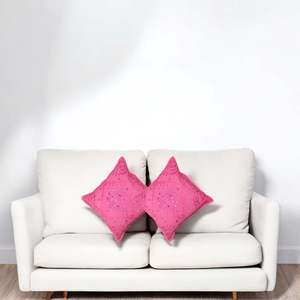 Fundas de Cojín de Algodón Rosa Hechas a Mano de 16x16 con Bordado de Espejo, Juego de 2 Cojines Decorativos para Sofá y Cama, para Decoración del Hogar - Product Image 2