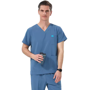 Short Sleeve <b>Scrub</b> <b>Set</b> uniform with V-Neck Elastic Cuff stretchy Fabric - Product Image 6