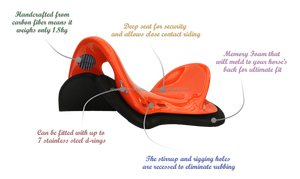 Selle d'endurance en fibre de carbone pour cheval équestre avec siège en cuir synthétique Étriers en nylon durables Utile pour toutes les saisons - Product Image 2