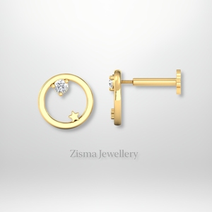 Disco de lujo Stud Piercing Joyería 10K 14K 18K Oro VVS DEF Diamantes reales y cultivados en laboratorio GIA IGI Certificado al por mayor - Product Image 1