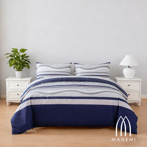 Juego de Funda Nórdica Moderna a Rayas con Cierre de Cremallera, 100% Poliéster Tejido, con Funda de Almohada para Uso Doméstico, Suave, Transpirable y Cómodo para Dormir - Product Image 2