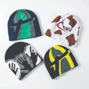 Exquisite Y2K Knitted Jacquard Beanie Hat with Embroidery, a Fashionable Lettered Warm <b>Accessory</b> for <b>Winter</b> - Product Image 5