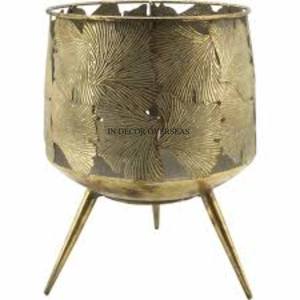 Gingko Leaves Designer High Grade Gold Plated Heavy Duty Metal Hecho al por mayor Venta a granel Maceta y maceta de flores de la India - Product Image 1