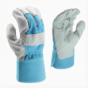 Gants de soudage en cuir de vache résistant à la chaleur, gants de travail de sécurité industrielle à paume complète avec doublure en coton confortable - Product Image 6