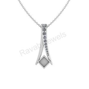 สร้อย925รูปก้างปลา31x12มม. สำหรับเป็นของขวัญสำหรับผู้หญิงทำจากเพทายที่สง่างามเหมาะสำหรับเป็นขี้เถ้า - Product Image 1