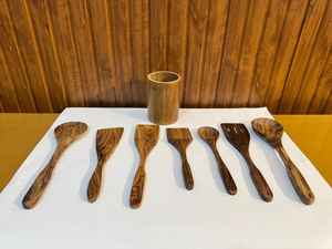 Cuchillo de mantequilla de Venta caliente Juego de herramientas de ensalada de madera personalizada Artesanías artísticas Utensilios de servicio populares - Product Image 3