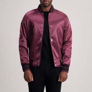 Xander Casual Maroon Varsity Jacket <b>Wool</b> Leather Autumn Season XS 6XL Coated Satin Standing Collar Patchwork Pattern Sustainable - Product Image 3