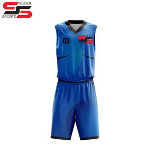 Ensemble d'uniformes de basket-ball réversibles pour hommes jeunes de haute qualité vierges uniformes de basket-ball réversibles bleu et blanc personnalisés - Product Image 6