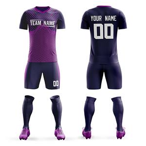 Ensemble d'uniformes de football personnalisés à manches courtes respirants par sublimation – Prix de gros, logo personnalisé, maillot unisexe vierge en mesh pas cher - Product Image 1