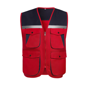 Customizable Reflective Fluorescent Polyester High Visibility Work Vest Zipper Front Closure Embossed Multiple <b>Pockets</b> <b>Staff</b> - Product Image 2