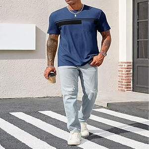 100% algodón de calidad premium con estampado de color sólido se puede personalizar la camiseta de los hombres de impresión - Product Image 5
