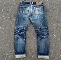 Jeans pour hommes en coton 100% uni, coupe ample, taille mi-haute, avec logo personnalisé brodé par le fabricant, pour l'hiver