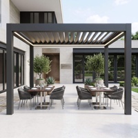 Pavillon extérieur moderne avec structure en acier thermolaqué blanc et auvent à lames orientables résistant aux intempéries pour un confort quotidien en extérieur – Qualité supérieure