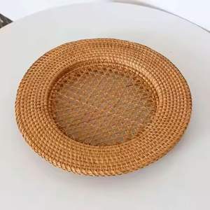 Cargador de ratán hecho a mano, venta al por mayor, placas tejidas redondas ecológicas naturales, ligeras y duraderas para decoración de mesa de comedor - Product Image 6