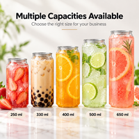 Nouvelles canettes populaires en plastique PET transparent avec couvercles, bocaux transparents pour boissons (café glacé, thé aux perles, soda), logo personnalisé disponible