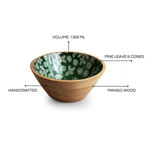 Cuenco de madera multiusos con acabado interior artístico Ideal para uso diario Decoración de comedor o propósito de regalo - Product Image 6