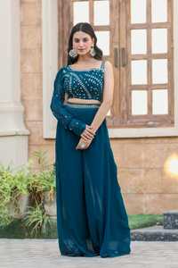 2025 été indien ethnique femmes 2 pièces Sharara costume lourd concepteur fête porter avec des coutures disponibles en gros - Product Image 4