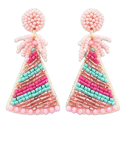 Latest Model Embroidery Earrings Handmade <b>Beaded</b> Earrings for Women and Girls party wear earrings yellow <b>color</b> - Product Image 3