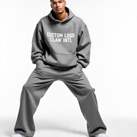 Algodón orgánico 500 Gsm Hoodie Set 100% Cotton Tech Fleece Heavyweight Oversized French Terry Chándal para hombre