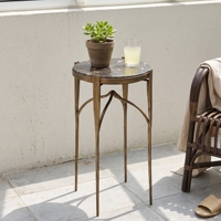 Table d'appoint ronde en fer et marbre bronze antique, table d'appoint décorative en métal, table de chevet, table occasionnelle, vente en gros