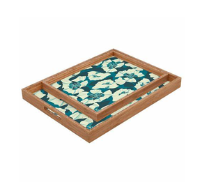 Bandeja de lujo con estampado de madera de mango para cocina y vajilla Bandeja para servir alta - Product Image 1