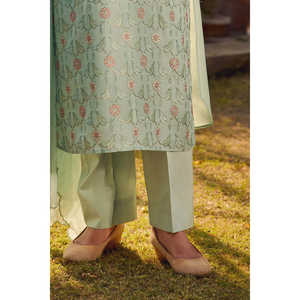 Conjunto de Traje de 3 Piezas para Mujer, Bordado, 100% Algodón, Estampado Floral, con Dupatta de Chifón Bordado, Corte Holgado PM-62048 - Product Image 3