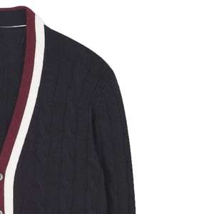 Suéter Clásico de Punto a Rayas para Mujer, Cárdigan Grueso de Invierno con Cuello en V, Diseño Casual con Botones en la Parte Delantera y Logotipo Personalizado en la Parte Trasera - Product Image 3